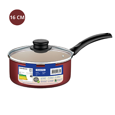 Panela Tramontina Turim em Alumínio Antiaderente Vermelha 16 cm 1,4 L