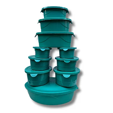 Kit 10 potes ovais de plástico, Livre de BPA, Atóxico, Make Plast verde