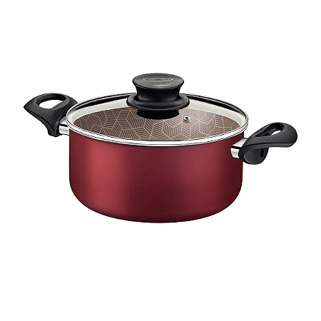 Caçarola 20cm 2,9l paris antiaderente starflon max vermelha tramontina com tampa