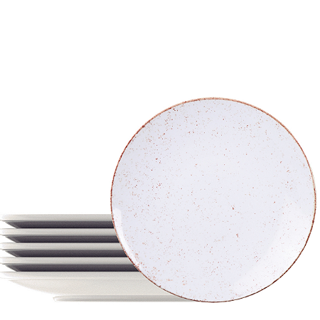 Kit Prato Sobremesa Tramontina Rústico Marrom em Porcelana 21 cm 6 pçs