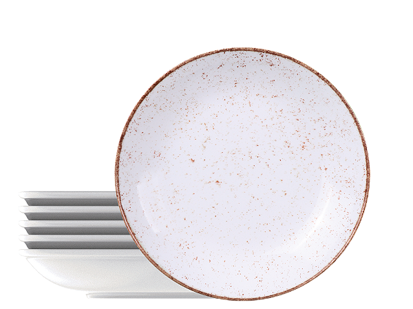 Kit Prato Fundo Tramontina Rústico Marrom em Porcelana 22 cm 6pçs