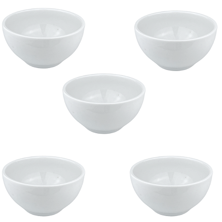 Kit 5 Tigelas Cumbucas em porcelana branca 500ml