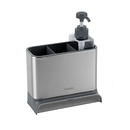 Porta Detergente Tramontina Dispenser Sabão Suporte Esponja Bucha Em Inox