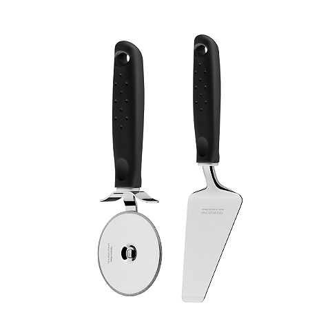 Kit Cortador Pizza + Espátula Inox  Tramontina Cabo Preto