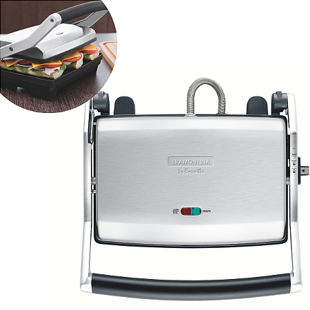Sanduicheira Inox Tramontina By Breville Com Chapa Superior Flutuante