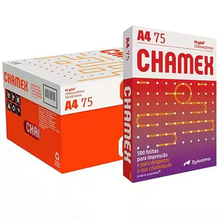 Papel Sulfite A4, 75g, Branco, c/ 5000 Fls (10x500)  CHAMEX