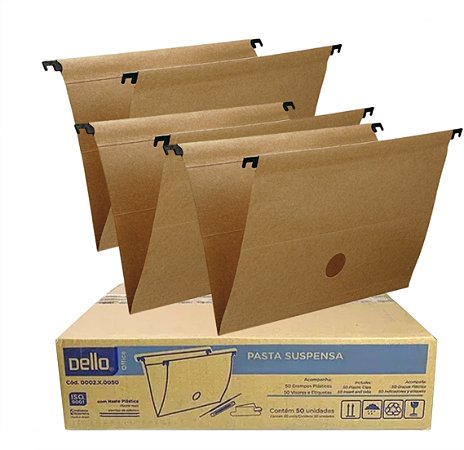 Pasta Suspensa Kraft 170g Com Haste Plastica Caixa c/ 50  DELLO