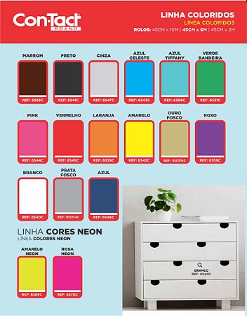 Plastico Adesivo Colorido Fosco 45cmx10m - CONTACT