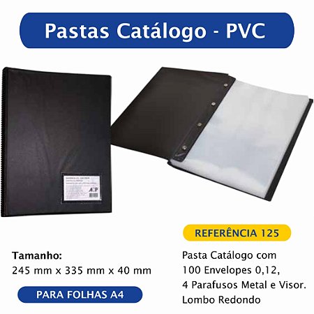Pasta Catalogo Oficio Preta 4 Colchetes 100 Sacos Grossos - ACP 125