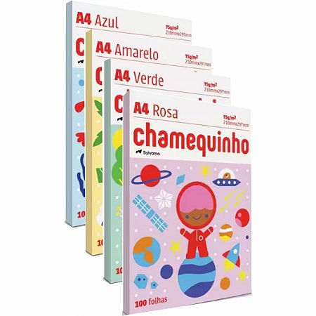 Papel Sulfite A4 75g Colorido c/ 100 Fls - CHAMEQUINHO
