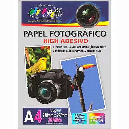 Papel Fotografico Adesivo A4 135g c/ 20 Fls