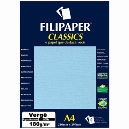 Papel Verge A4 180g c/ 50 Fls - FILIPAPER