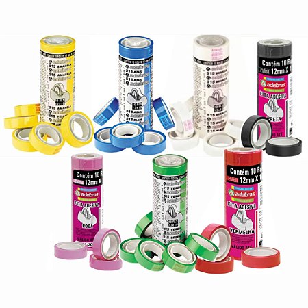 Fita Adesiva Colorida 12mmx10m c/ 10 - ADELBRAS
