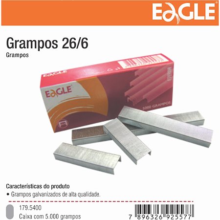 Grampo 26/6 Galvanizado c/ 5000 - EAGLE