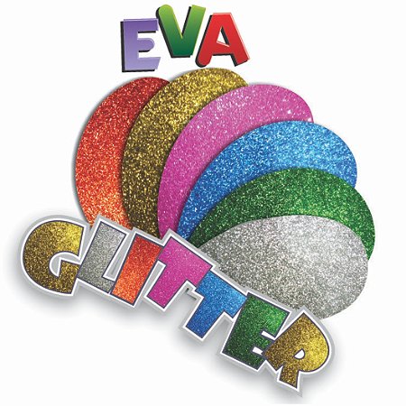 Folha de EVA c/ Gliter 40x60cm c/ 5 Fls - EVAMAX