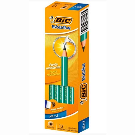 Lapis Preto HB 02 Corpo Hexagonal Verde BIC Evolution c/ 12 un.