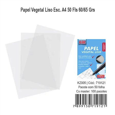 Papel Vegetal Liso A4 60/65g c/ 50 Fls