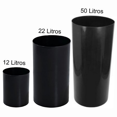 Lixeira Plastica Redonda Sem Tampa Preta - JSN