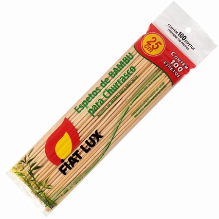 Espeto Para Churrasco de Bambu 25cm c/ 100 un. - FIAT LUX