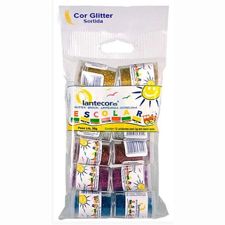 Gliter de PVC Metálico Sortido 12 Potes de 3g - LANTECOR