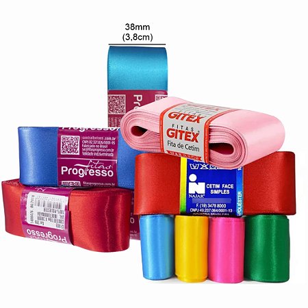 Fita de Cetim Face Simples 38mm (3,8cm) c/ 10 Metros