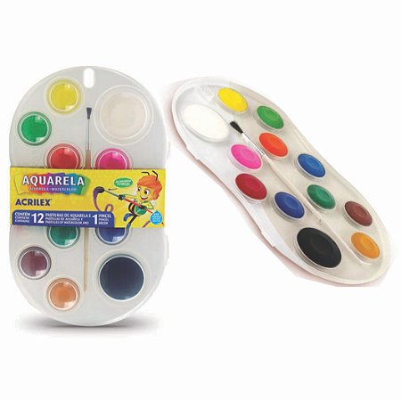 Aquarela 12 Cores + 1 Pincel - ACRILEX
