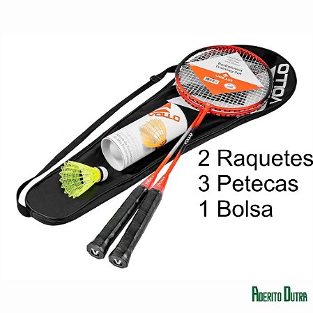 Kit Jogo De Badminton C/ 2 Raquetes 3 Petecas + Bolsa - Vollo