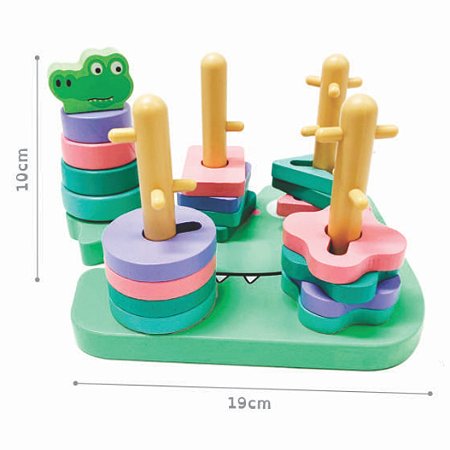 Encaixe Divertido - Formas e Cores Crocodilo 22 Pçs em MDF