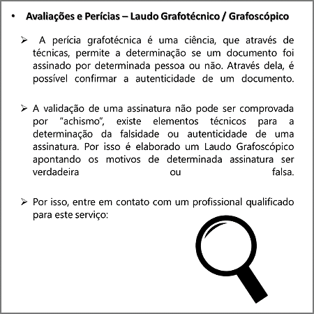 Avaliações e Perícias – Laudo Grafotécnico / Grafoscópico