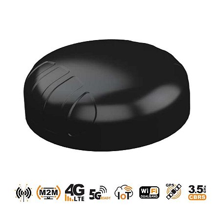 Antena de transporte 3 em 1, IoT e M2M, com 2 metros de cabo, preta