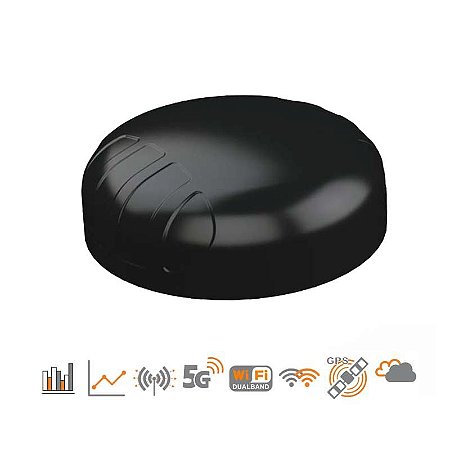 Antena PUCK 5 en 1 Omnidireccional, Negro, 2x LTE/5, 698-3800, 2x WiFi doble banda, GPS