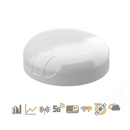 Antena PUCK 5 en 1 Omnidireccional, Blanco, 2x LTE/5, 698-3800, 2x WiFi doble banda, GPS