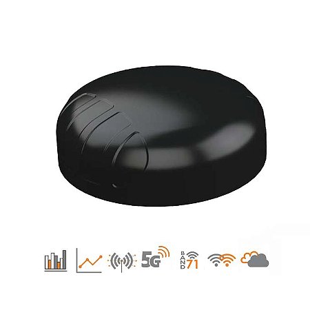 Antena PUCK 4 en 1 Omnidireccional, Negro, 2x LTE/5G, 698-3800, 2x WiFi doble banda, GPS