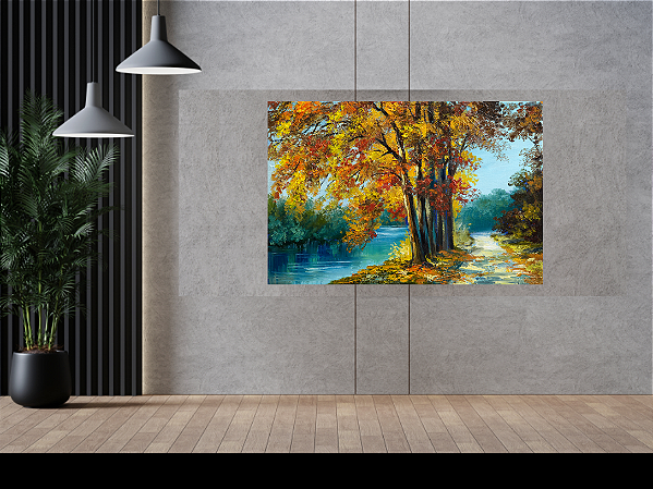 Quadro decorativo - Pintura Caminho arborizado no outono