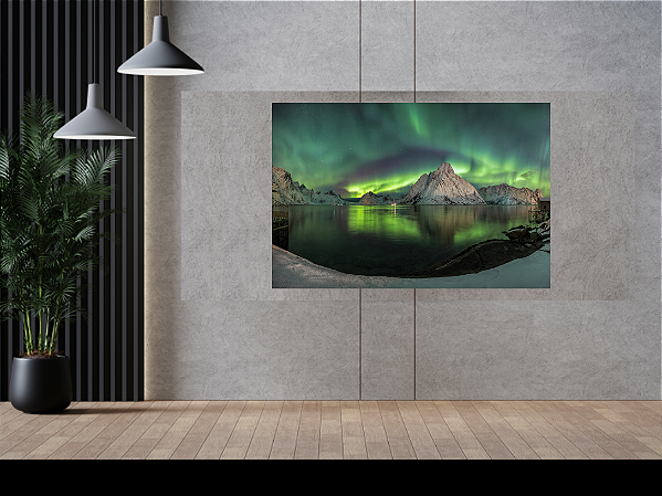 Quadro decorativo - Aurora boreal sobre lago
