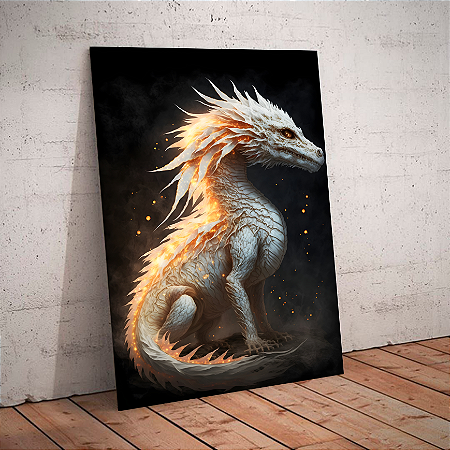 Quadro decorativo - dragão albino flamejante