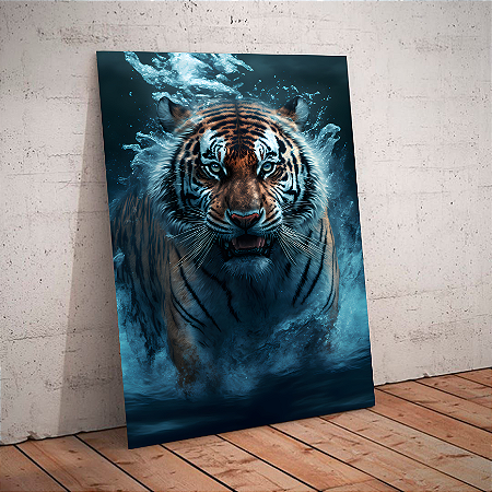Quadro decorativo - Tigre correndo sobre a água