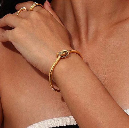 Bracelete Nó Luxo - Banhado a Ouro 18K