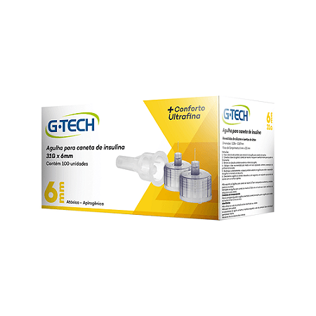 Agulhas P/ Caneta De Insulina G-tech 31g 6mm C/100 Unid