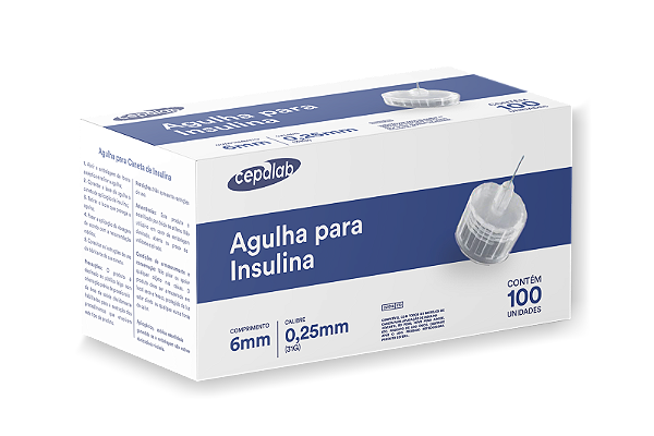 Agulha Para Insulina 6mmx0,25mm  Cx 100 - Cepalab