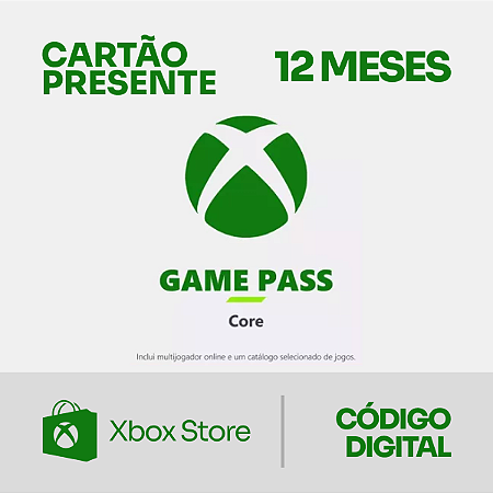 Xbox Game Pass Core 12 Meses - Cartão Presente - Rewin Games