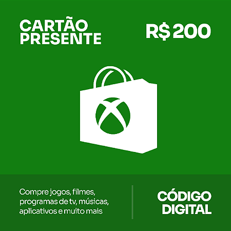 R$ 200 Xbox - Cartão Presente - Rewin Games