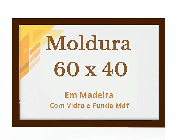 Quadro 60x40 Com Vidro E Moldura Madeira 40x60