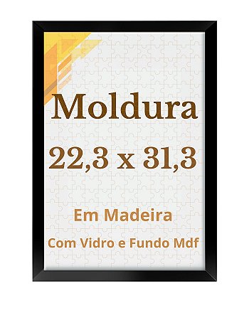 Moldura Quebra Cabeça Game Office 22,3x31,3 Puzzle Com Vidro