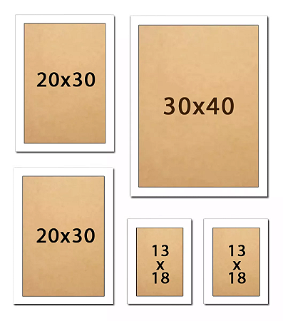 Molduras Kit 5 Quadros 40x30 30x20 18x13 C/vidro Madeira Laq