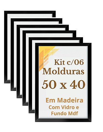 Kit 6 Molduras 50x40 Quadros Variados 40x50 Com Vidro