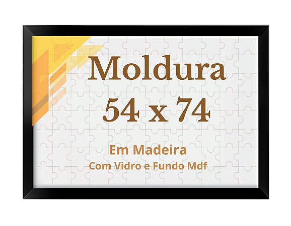 Moldura 54x74 Quebra Cabeça Puzzle 1000 Peças 74x54 Com Vidro