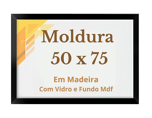 Moldura 50x75 Com Vidro Quadro 75x50 Madeira Foto Poster Cor Marrom-escuro