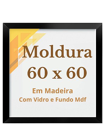 Moldura Quadro 60x60 Foto Impressão Fotografia Com Vidro