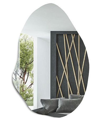 Espelho Decorativo 120x80 Orgânico Grande Bordas Lapidadas Com Suporte